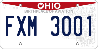 OH license plate FXM3001