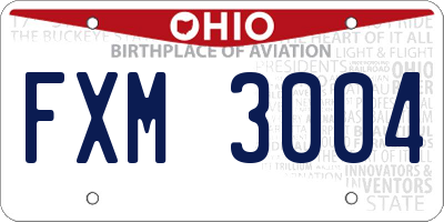 OH license plate FXM3004
