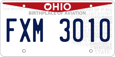 OH license plate FXM3010