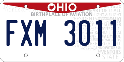 OH license plate FXM3011