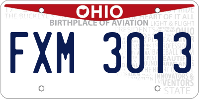 OH license plate FXM3013