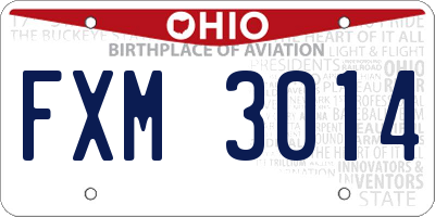 OH license plate FXM3014