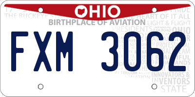 OH license plate FXM3062