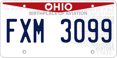 OH license plate FXM3099