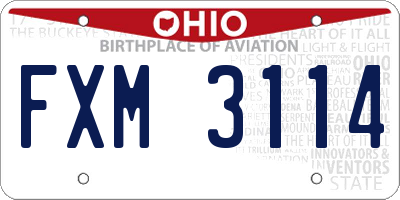 OH license plate FXM3114