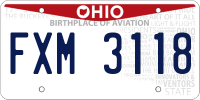 OH license plate FXM3118