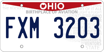 OH license plate FXM3203