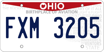 OH license plate FXM3205