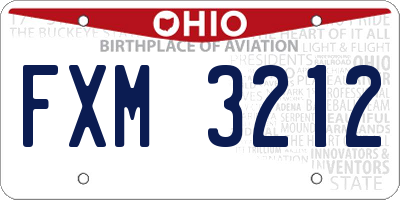 OH license plate FXM3212