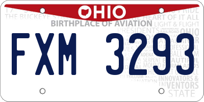 OH license plate FXM3293