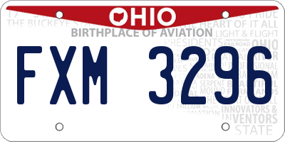 OH license plate FXM3296