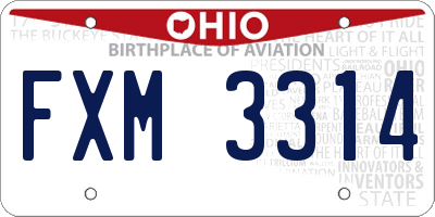 OH license plate FXM3314