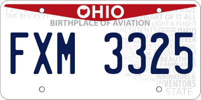 OH license plate FXM3325