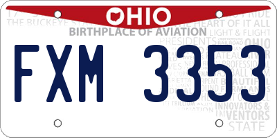 OH license plate FXM3353