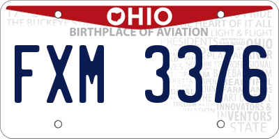 OH license plate FXM3376