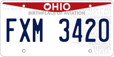 OH license plate FXM3420