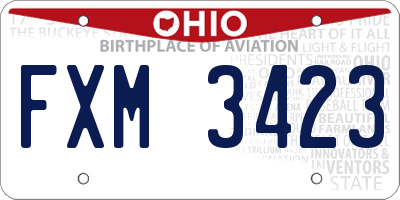 OH license plate FXM3423