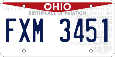 OH license plate FXM3451