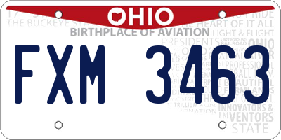 OH license plate FXM3463