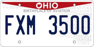 OH license plate FXM3500