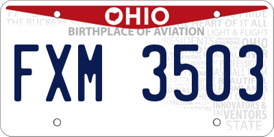 OH license plate FXM3503