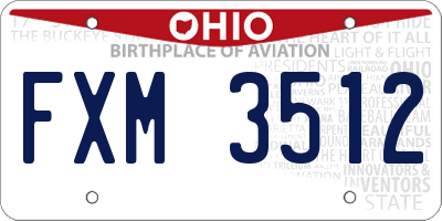 OH license plate FXM3512