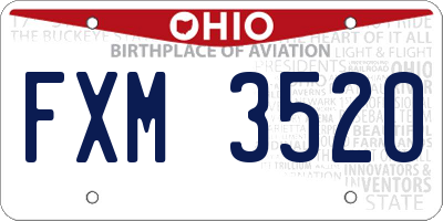 OH license plate FXM3520