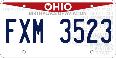 OH license plate FXM3523