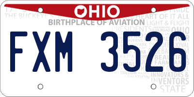 OH license plate FXM3526