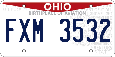 OH license plate FXM3532