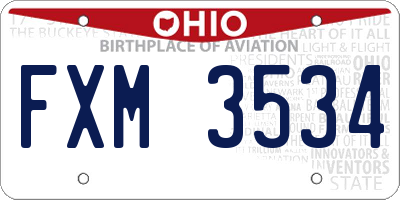 OH license plate FXM3534