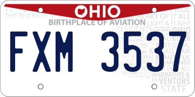 OH license plate FXM3537