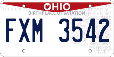 OH license plate FXM3542