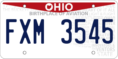 OH license plate FXM3545