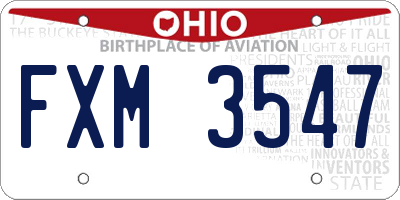 OH license plate FXM3547