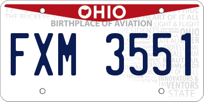 OH license plate FXM3551