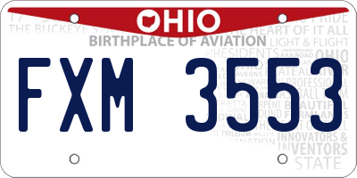 OH license plate FXM3553