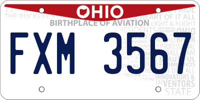 OH license plate FXM3567