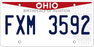 OH license plate FXM3592