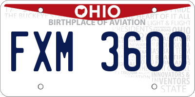 OH license plate FXM3600