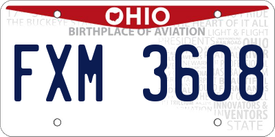 OH license plate FXM3608
