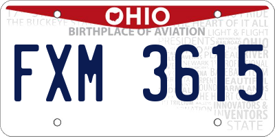 OH license plate FXM3615