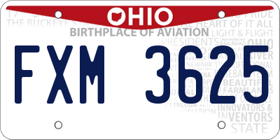 OH license plate FXM3625