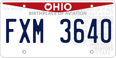 OH license plate FXM3640