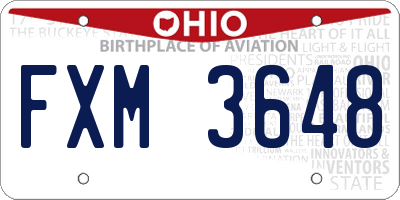 OH license plate FXM3648