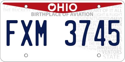 OH license plate FXM3745