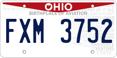 OH license plate FXM3752
