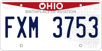 OH license plate FXM3753