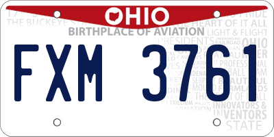 OH license plate FXM3761