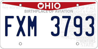 OH license plate FXM3793